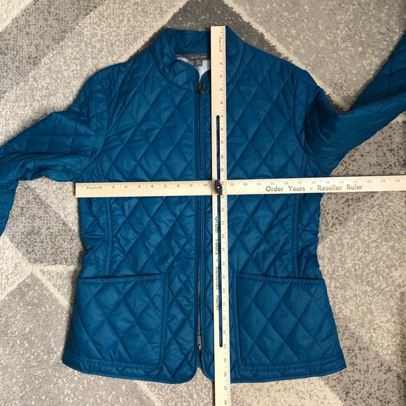 LL Bean Signature Womens Quilted Midweight jacket Teal Blue Sz 10 - Picture 9 of 9